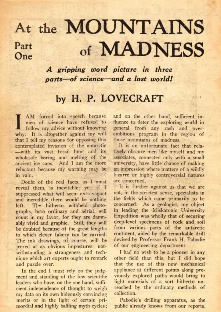 Astounding Stories june 1936 At the Mountains of Madness